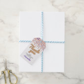 Paarse Roos Gouden Confetti Gift Labels Cadeaulabel (Met Touw)