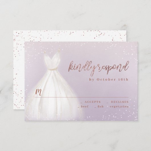 Paarse Roos Gouden Elegante Sparkle Jurk RSVP (Voorkant / Achterkant)