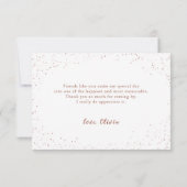 Paarse roos gouden glitters jurk quinceañera bedankkaart (Achterkant)