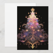 Paarse Roos gouden kerstboom Kaarten (Voorkant / Achterkant)