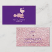 Paarse Roos Gouden Roze Wijnbartender Sommelier Visitekaartje (Voorkant / Achterkant)