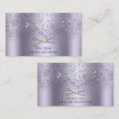 Paarse Roos Gouden Vlinders Schaar Stylist Visitekaartje (Voorkant / Achterkant)