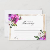 Paarse Roos & Greenery Funeral Deel een Memory Kaa RSVP Kaartje (Voorkant)