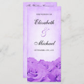  Paarse Roos huwelijksprogramma Programmakaart (Voorkant / Achterkant)