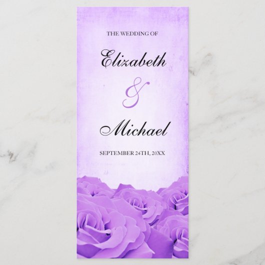  Paarse Roos huwelijksprogramma Programmakaart (Voorkant)