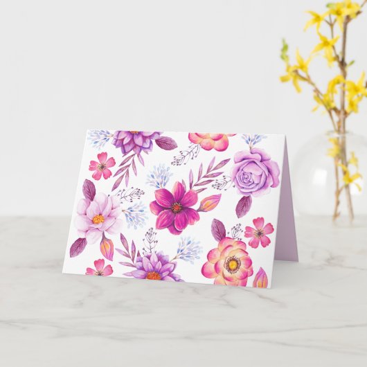 Paarse roos kaart (Gele Bloem)