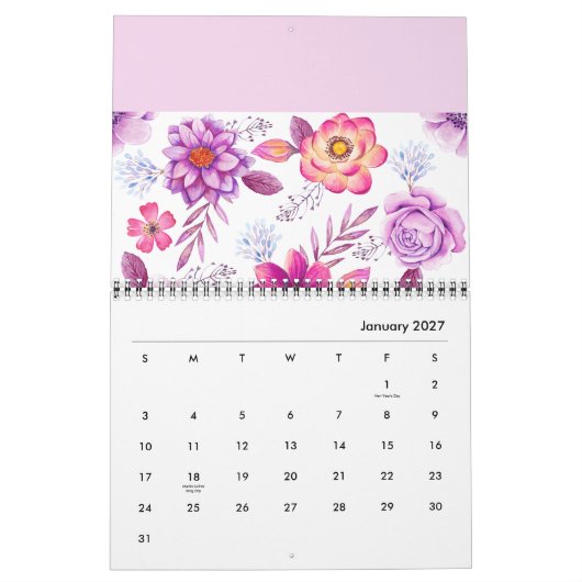 Paarse roos kalender (Jan 2027)