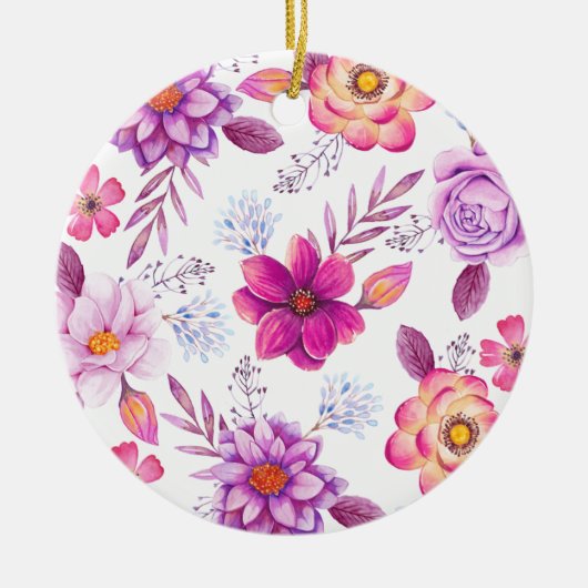 Paarse roos keramisch ornament (Voorkant)