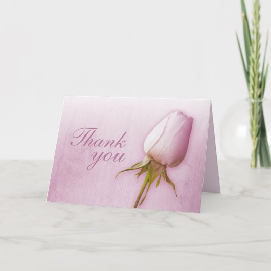 Paarse roos knop bruiloft dank je kaart landschap (Voorkant)