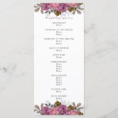 Paarse roos koraal roze bloemenbruiloft ceremonie programmakaart (Achterkant)