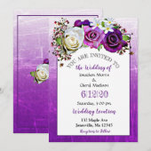 Paarse Roos Lavendel Bloemen Bruiloft Uitnodiginge Kaart (Voorkant / Achterkant)