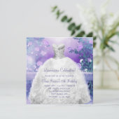 Paarse Roos Lavendel Paarse Quinceanera Kaart (Staand voorkant)