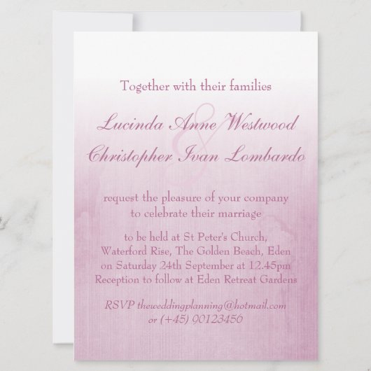 Paarse roos - lila bruiloft - grote uitnodiging (Achterkant)