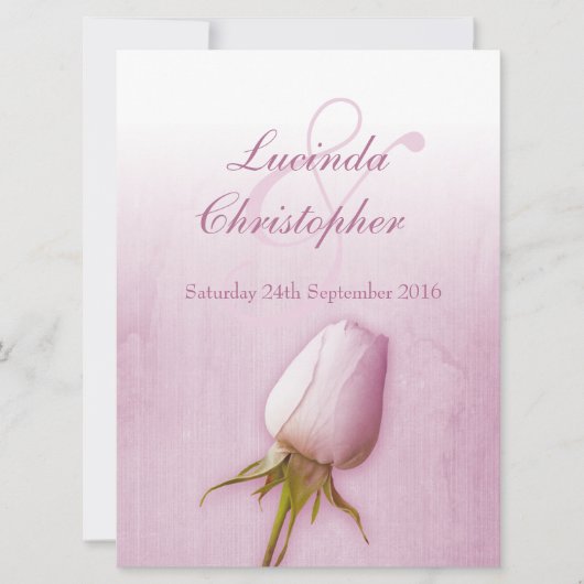 Paarse roos - lila bruiloft - grote uitnodiging (Voorkant)