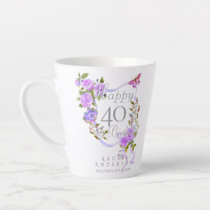 Paarse Roos Lint 40e Verjaardag Latte Mok