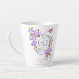 Paarse Roos Lint 60e Verjaardag Latte Mok