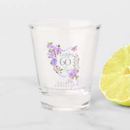 Paarse Roos Lint 60e Verjaardag Shot Glas