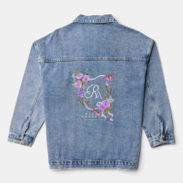 Paarse-Roos-lint chique monogram Denim Jacket