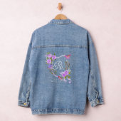 Paarse-Roos-lint chique monogram Denim Jacket (Hangar)