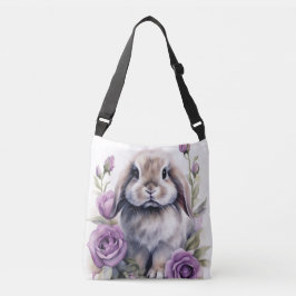 Paarse Roos Lop Bunny Rabbit Crossbody Tas
