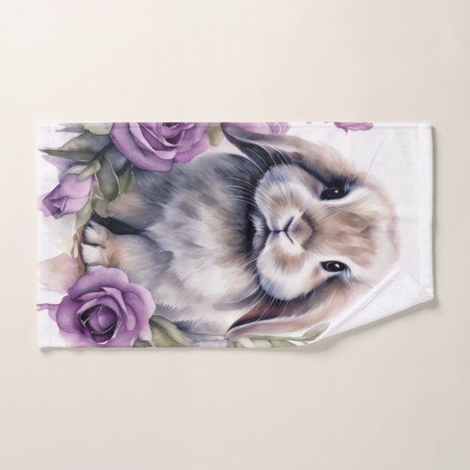 Paarse Roos Lop Bunny Rabbit Handdoek (Handdoek)