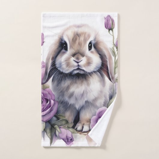 Paarse Roos Lop Bunny Rabbit Handdoek (Handdoek)