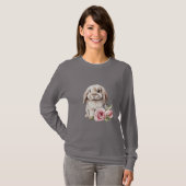 Paarse Roos Lop Bunny Rabbit T-shirt (Voorkant volledig)