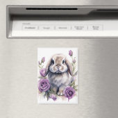 Paarse Roos Lop Eared Bunny Rabbit Magneet (Insitu (Vaatwasser))