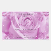 Paarse Roos met palmbladeren — Productlabels Rechthoekige Sticker (Voorkant)
