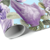 paarse roos met vlinderpatroon cadeaupapier (Rol Hoek)