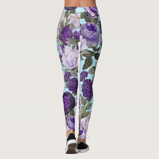 paarse roos met vlinderpatroon leggings (Achterkant)