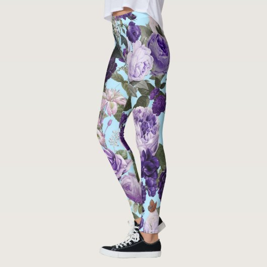 paarse roos met vlinderpatroon leggings (Links)