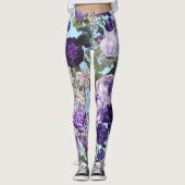 paarse roos met vlinderpatroon leggings (Voorkant)