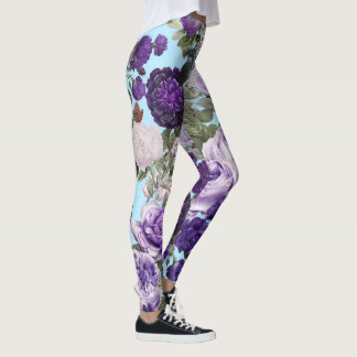 paarse roos met vlinderpatroon leggings