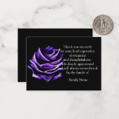 Paarse Roos na begrafenis Kaarten Notitiekaartje (Voorkant / Achterkant in situ)