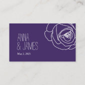 Paarse Roos Outline Wedding Registry Kaart (Achterkant)