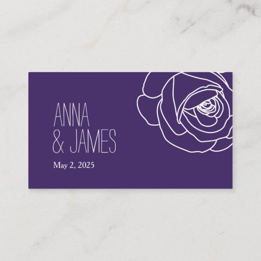 Paarse Roos Outline Wedding Registry Kaart (Achterkant)