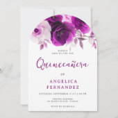 Paarse Roos Quinceanera Party Arch Kaart (Voorkant)