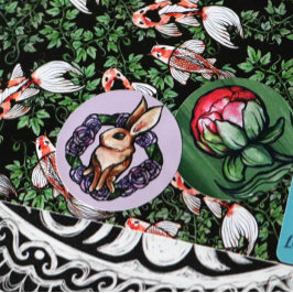 Paarse Roos Rabbit Natuur Lovers Paaslente Ronde Sticker