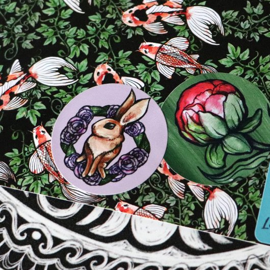 Paarse Roos Rabbit Natuur Lovers Paaslente Ronde Sticker