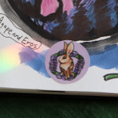 Paarse Roos Rabbit Natuur Lovers Paaslente Ronde Sticker