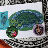 Paarse Roos Rabbit Natuur Lovers Paaslente Ronde Sticker