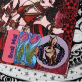 Paarse Roos Rabbit Natuur Lovers Paaslente Ronde Sticker