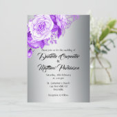 Paarse Roos Romance Zilveren Bruiloft Kaart (Staand voorkant)