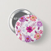 Paarse roos ronde button 5,7 cm (Voorkant /achterkant)