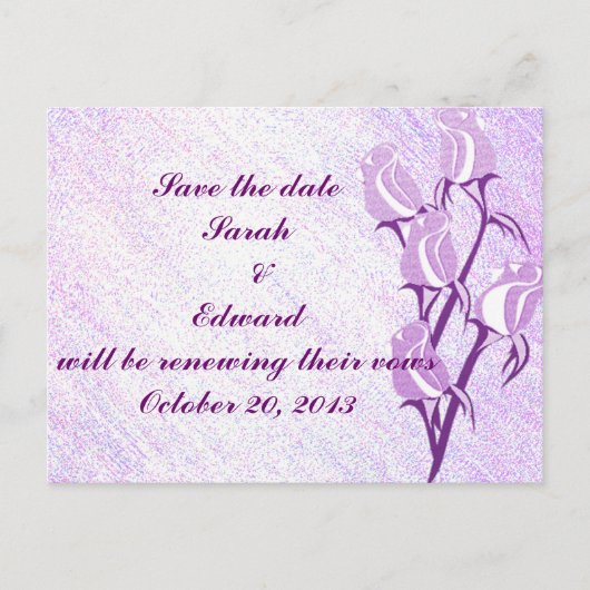 Paarse Roos Save the Date Briefkaart (Voorkant)