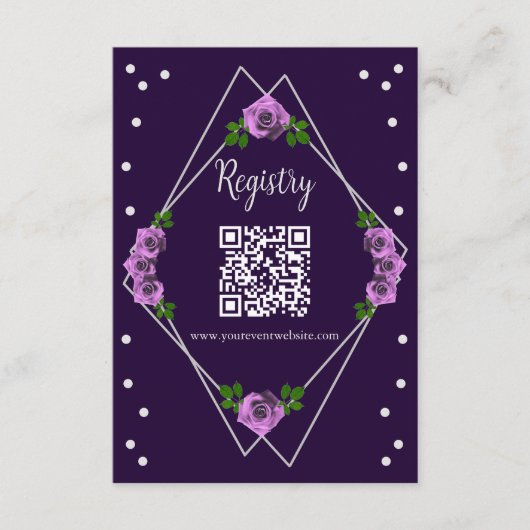 Paarse Roos Silver Geometric Sweet 16 Registry Informatiekaartje (Voorkant)