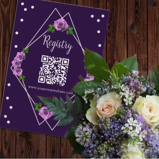 Paarse Roos Silver Geometric Sweet 16 Registry Informatiekaartje