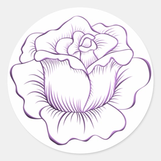 Paarse roos stickers en envelopzegel (Voorkant)