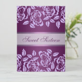 Paarse Roos Sweet16 Verjaardag Uitnodigen Kaart (Staand voorkant)